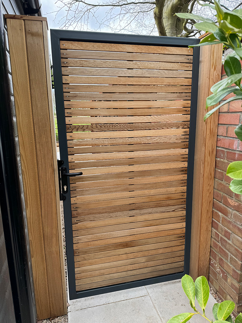 Metal Framed Wooden Tall Side Garden Gate