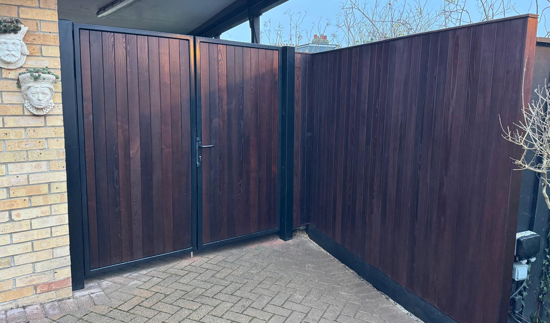 Metal Framed and Wooden Front Gate
